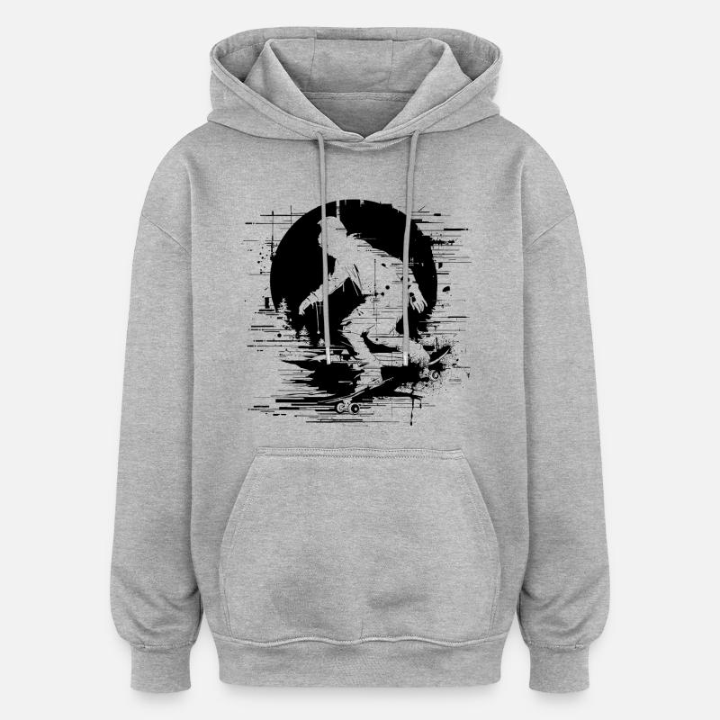 Planche à roulettes Pixel - Sweat à capuche oversize unisexe - gris chiné