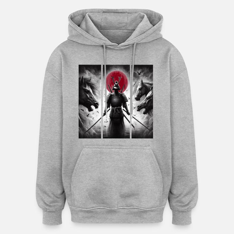 Samurai - Oversized Unisex Hoodie - Grau meliert