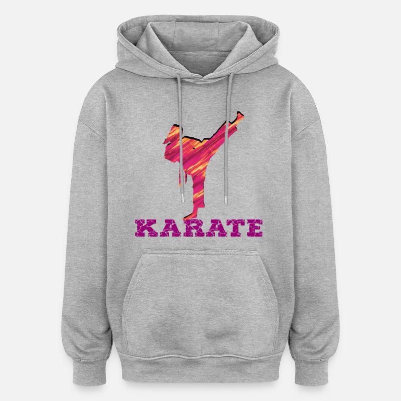 Karate Silhouette Farbexplosion - Oversized Unisex Hoodie - Grau meliert