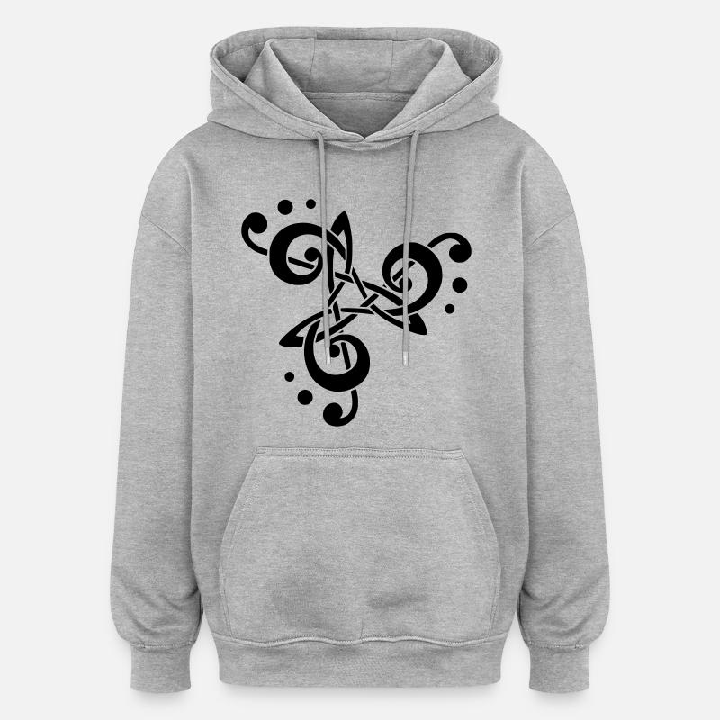 Musikalische Note in Triskelion - Oversized Unisex Hoodie - Grau meliert