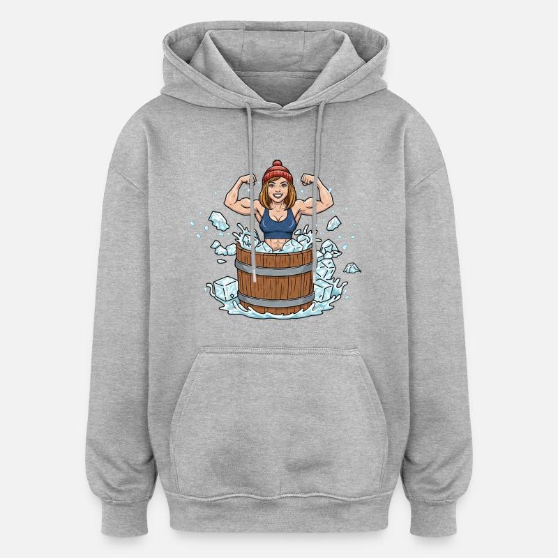 Femme baigneuse de glace - Sweat à capuche oversize unisexe - gris chiné