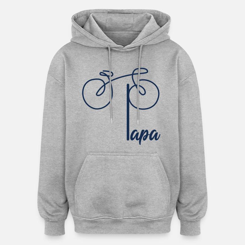 Papa vélo de route - Sweat à capuche oversize unisexe - gris chiné
