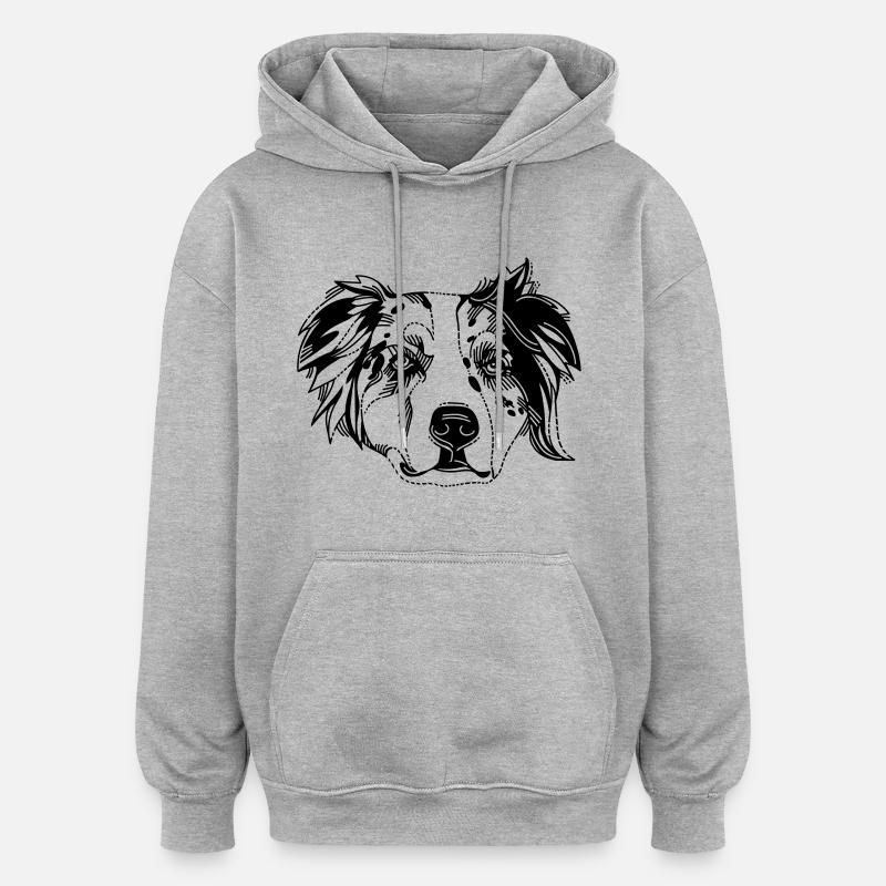 Australian Shepherd - Sweat à capuche oversize unisexe - gris chiné