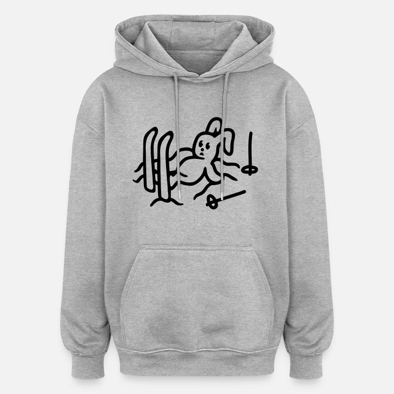 Skihase gefallen - line - Oversized Unisex Hoodie - Grau meliert