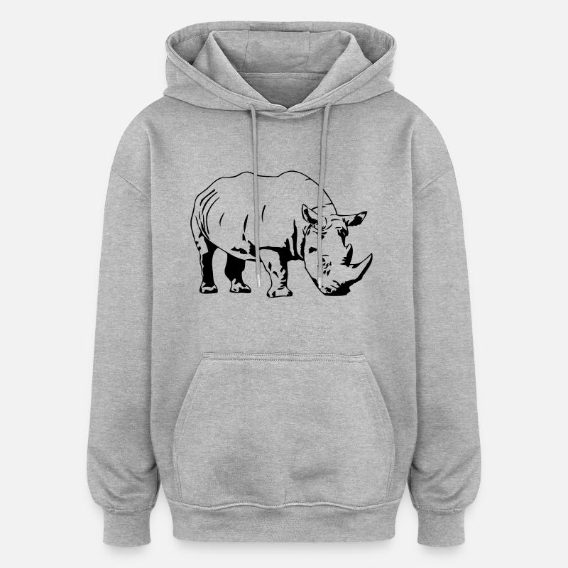 Rhino - Sweat à capuche oversize unisexe - gris chiné