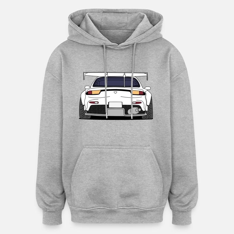 rx7rear white - Sweat à capuche oversize unisexe - gris chiné