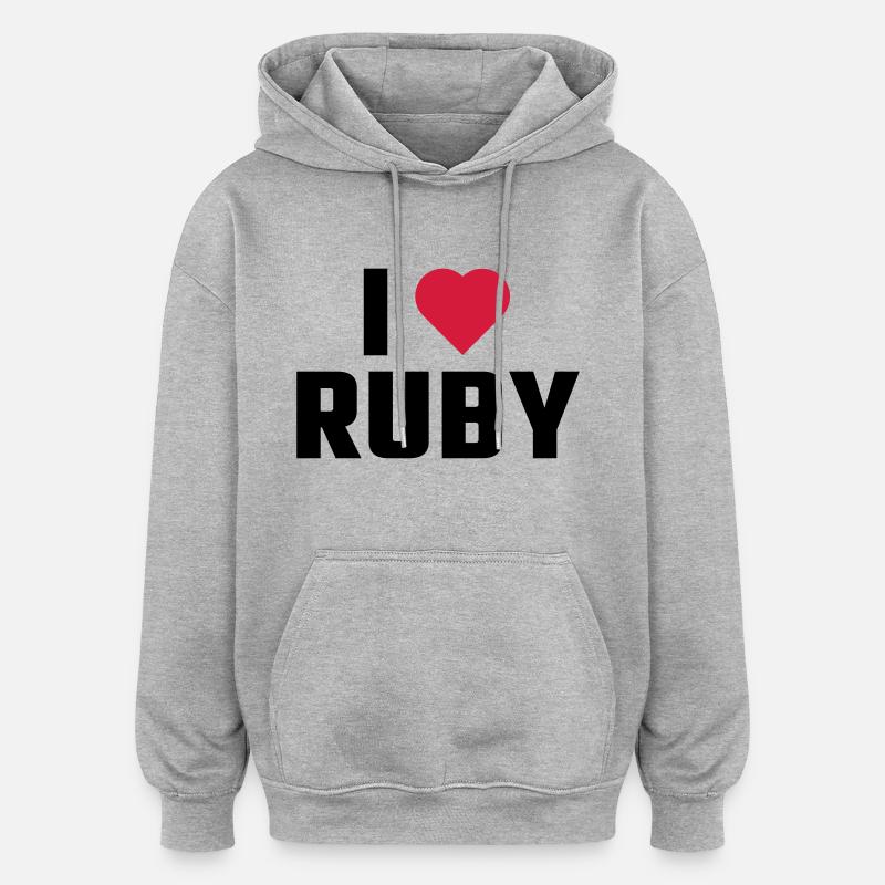 J'adore RUBY - Sweat à capuche oversize unisexe - gris chiné