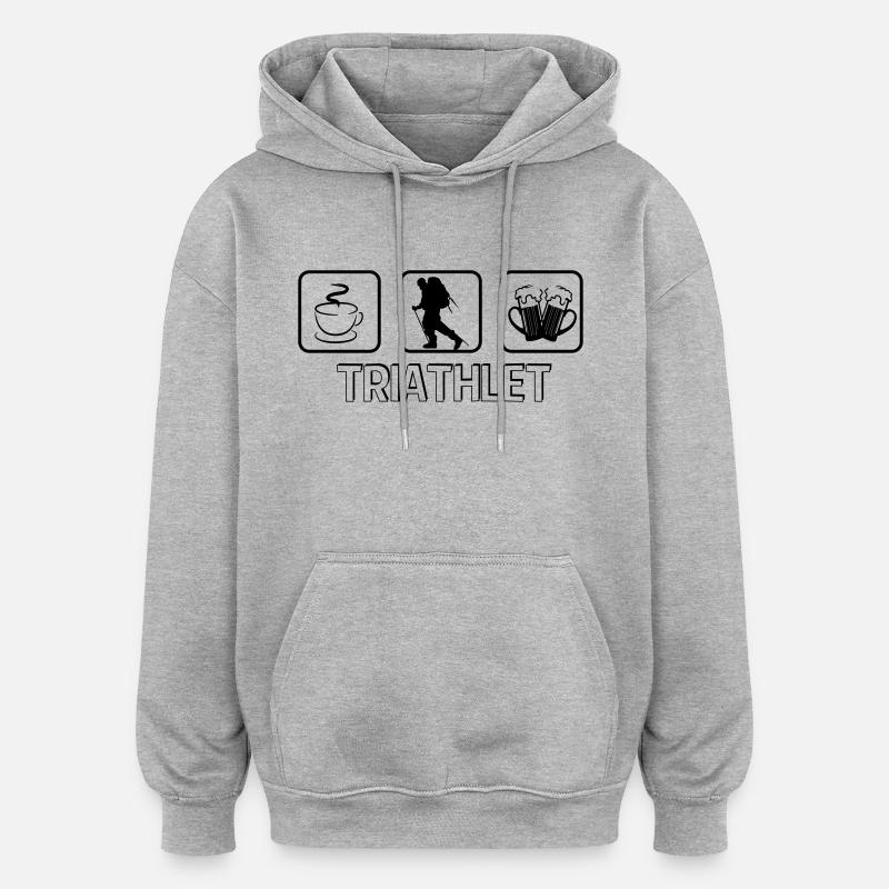randonnée triathlète - Sweat à capuche oversize unisexe - gris chiné