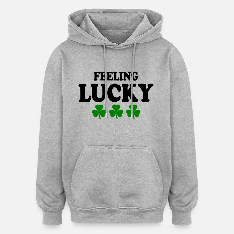 feeling lucky - Sweat à capuche oversize unisexe - gris chiné