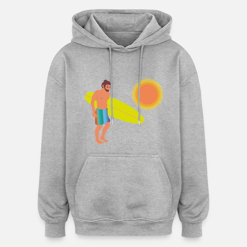 surfeur - Sweat à capuche oversize unisexe - gris chiné