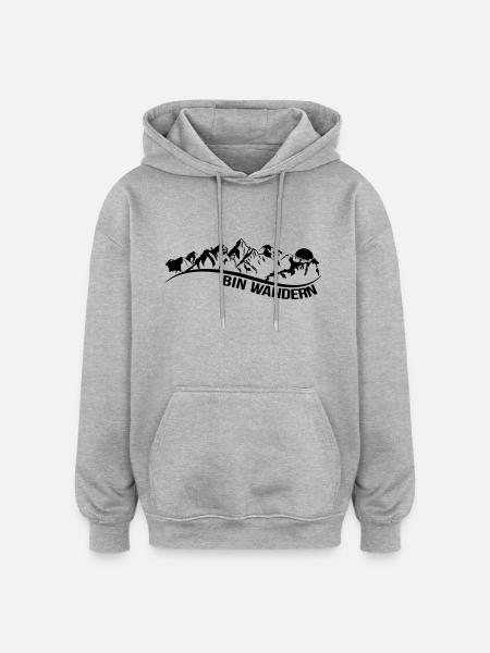 bin wandern - Oversized Unisex Hoodie - Grau meliert