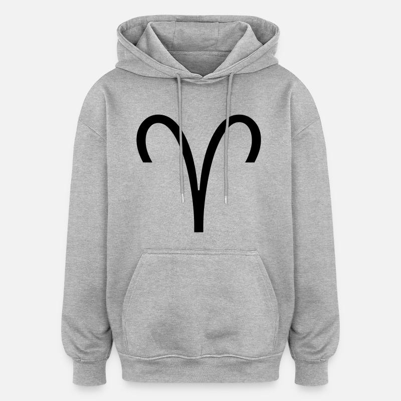 Sternzeichen: Widder - Oversized Unisex Hoodie - Grau meliert