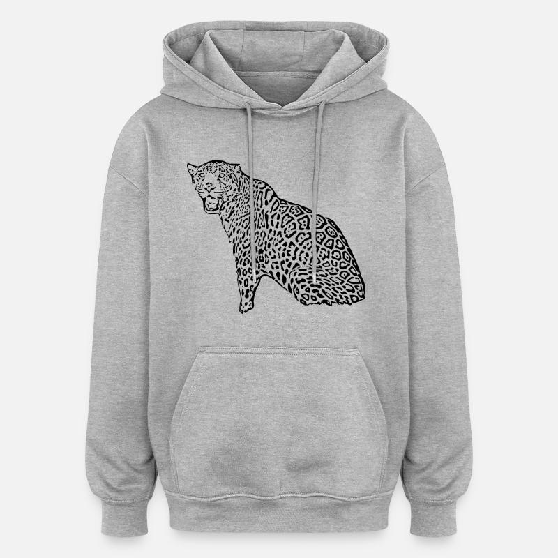 Noir léopard - Sweat à capuche oversize unisexe - gris chiné