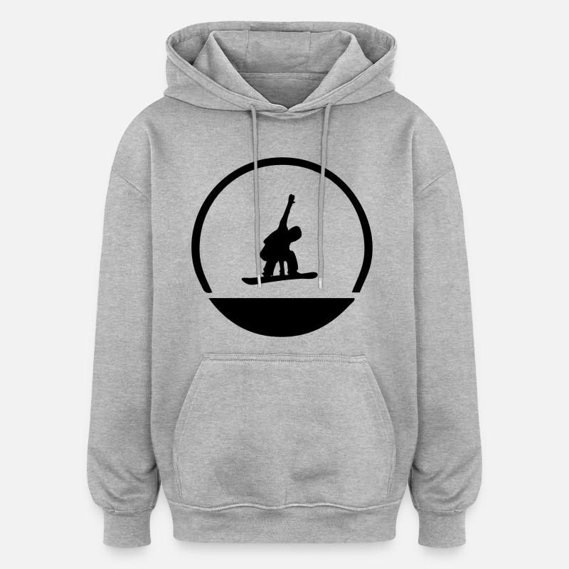 Emblème de snowboarder - Sweat à capuche oversize unisexe - gris chiné