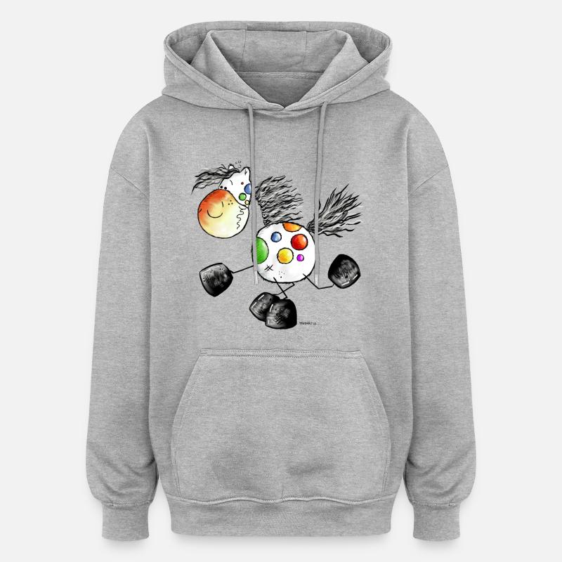 Kunterbuntes Pferd - Pony - Pferde - Oversized Unisex Hoodie - Grau meliert