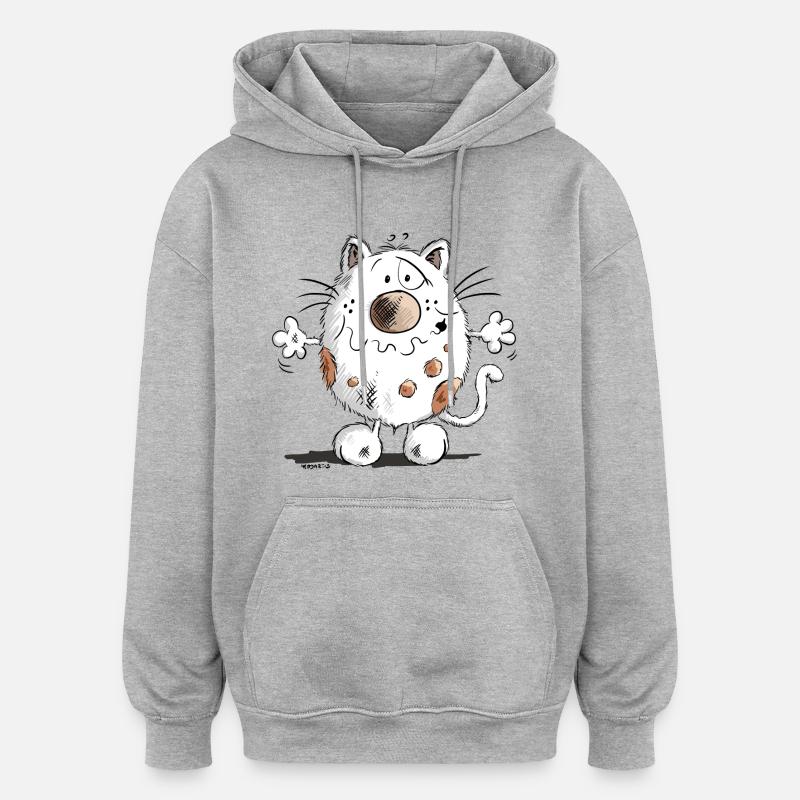 Mignon chat comique - Sweat à capuche oversize unisexe - gris chiné
