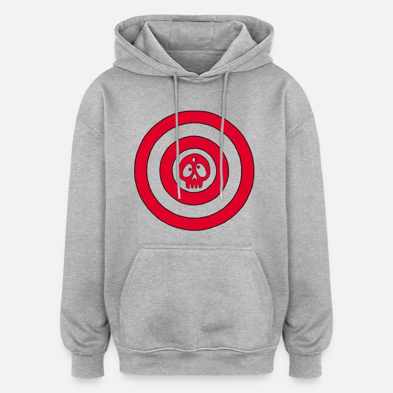 Tête de mort cible - Sweat à capuche oversize unisexe - gris chiné