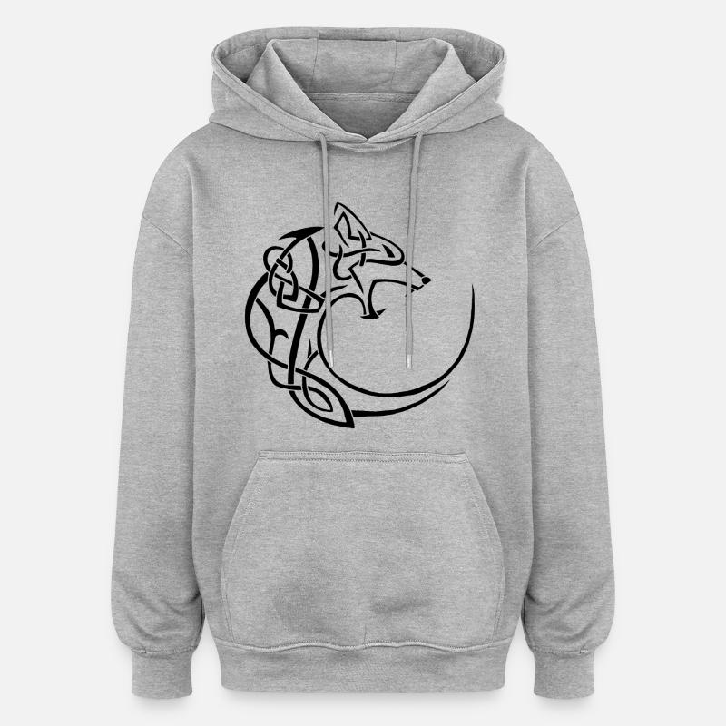schwarzer Mondwolf - Oversized Unisex Hoodie - Grau meliert