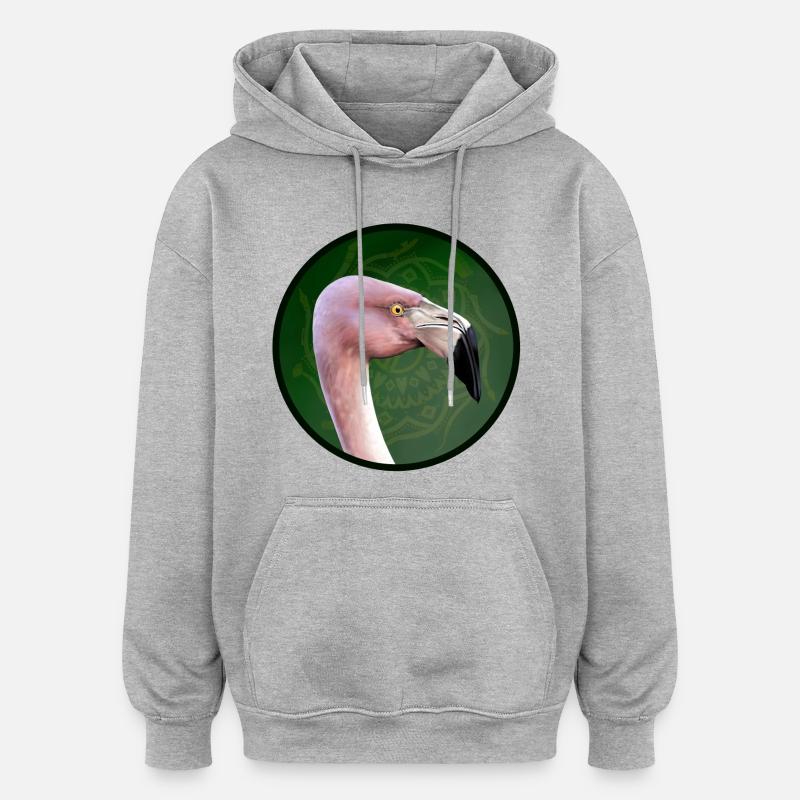 flamant rose - Sweat à capuche oversize unisexe - gris chiné