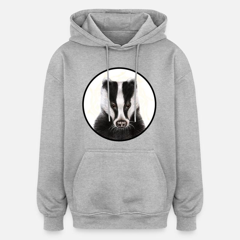 Dachs /Badger mit Logo - Oversized Unisex Hoodie - Grau meliert
