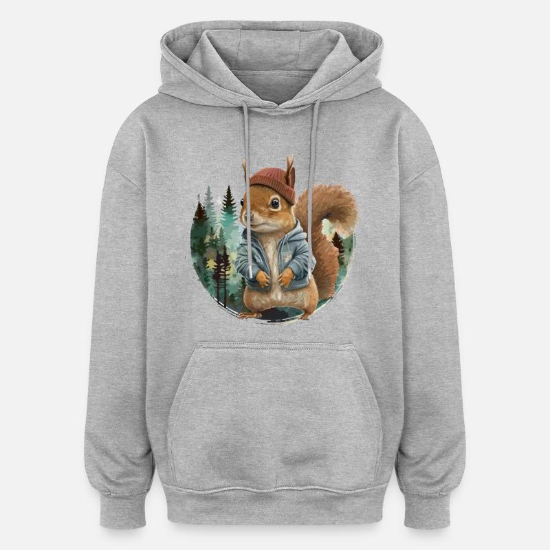 Niedliches Eichhörnchen - Oversized Unisex Hoodie - Grau meliert