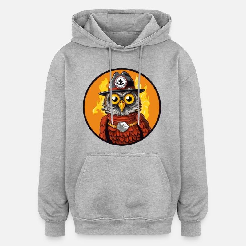 Hibou des pompiers - Sweat à capuche oversize unisexe - gris chiné