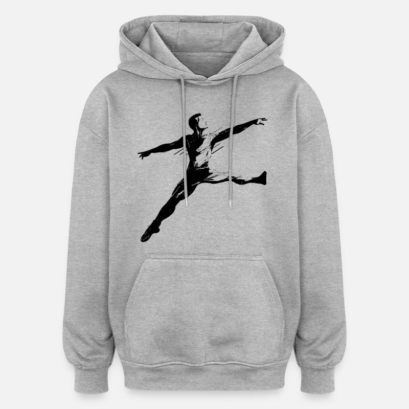 Dessin de garçon de ballet - Sweat à capuche oversize unisexe - gris chiné