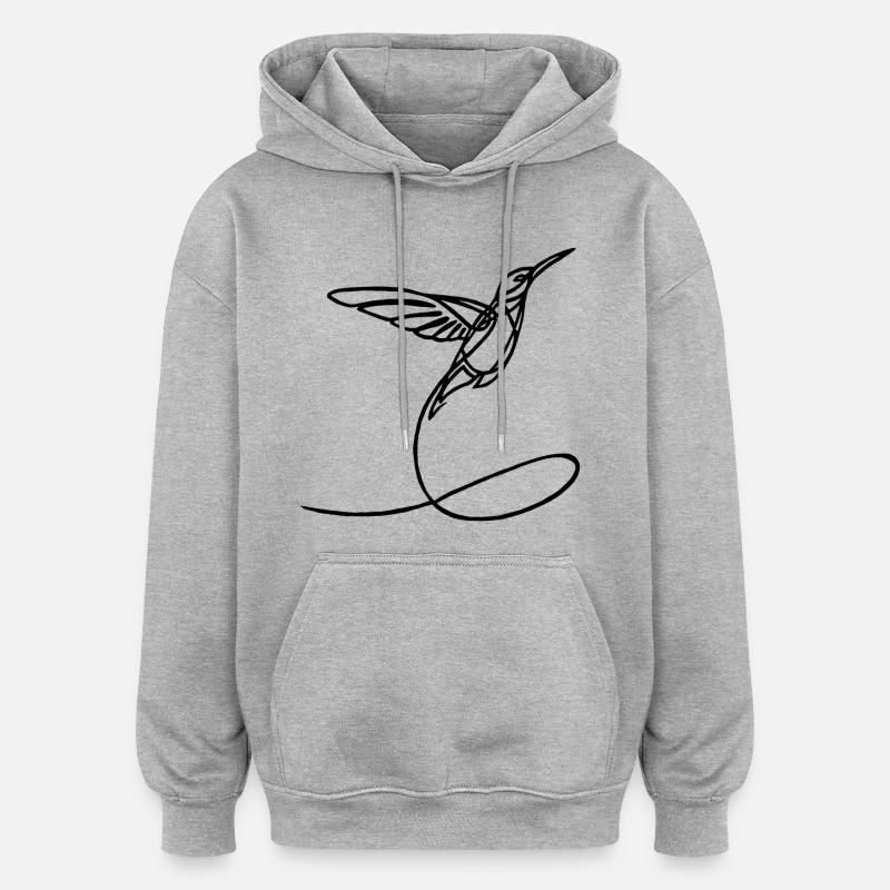 Oiseau étrange noir - Sweat à capuche oversize unisexe - gris chiné