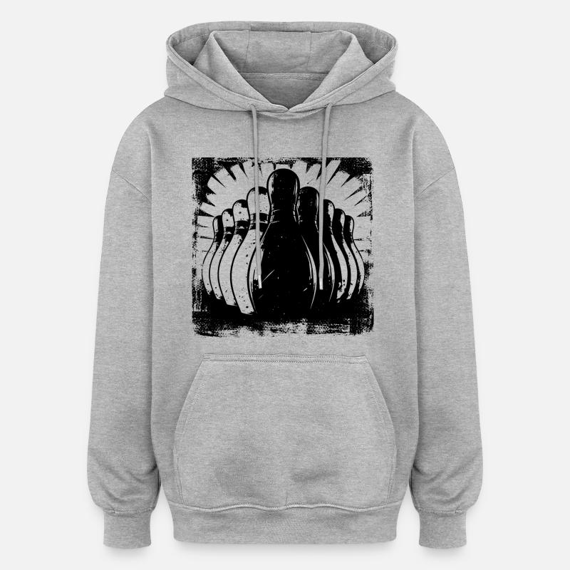 Centre de bowling - Sweat à capuche oversize unisexe - gris chiné