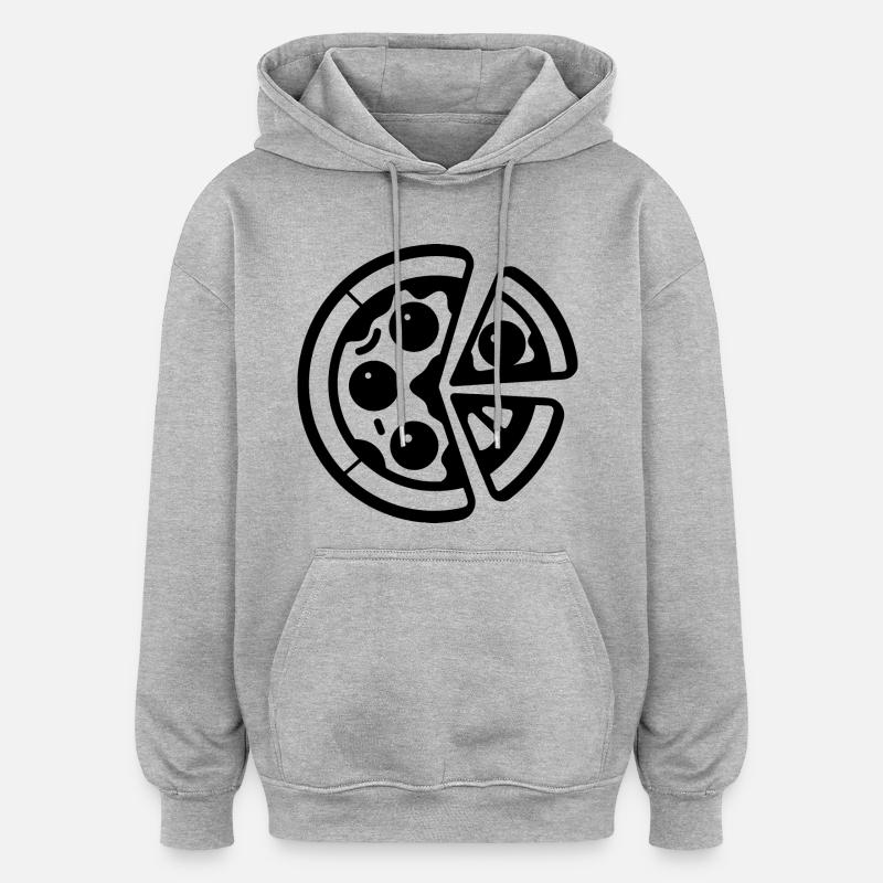 Dessin de pizza - Sweat à capuche oversize unisexe - gris chiné