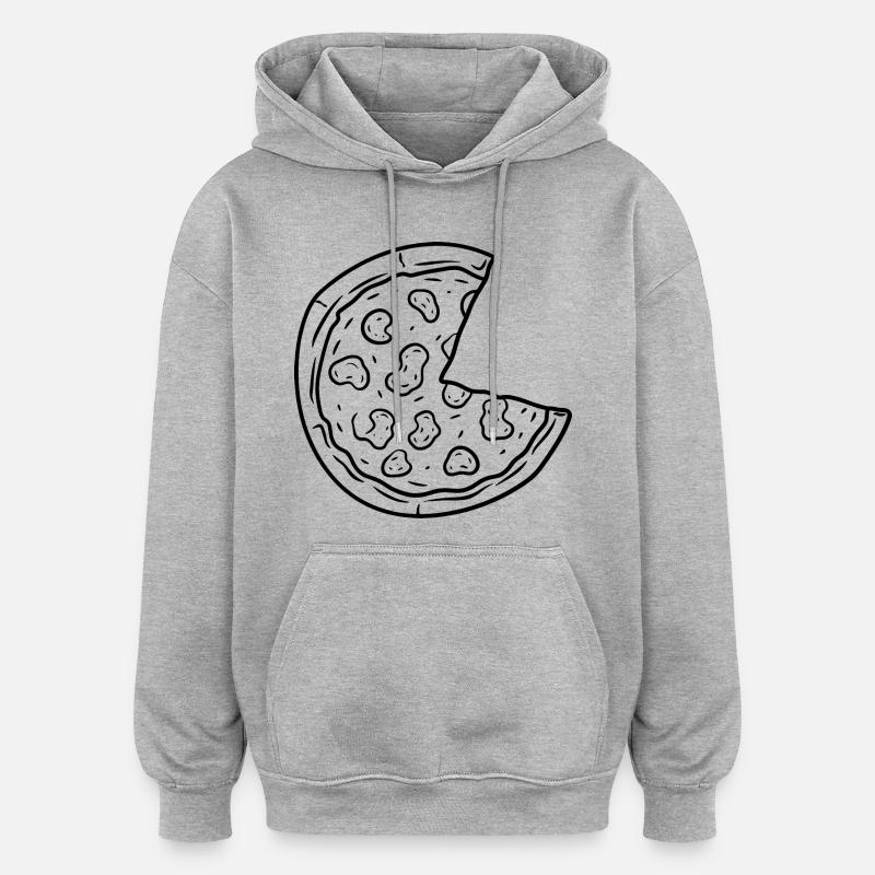 Dessin de pizza - Sweat à capuche oversize unisexe - gris chiné