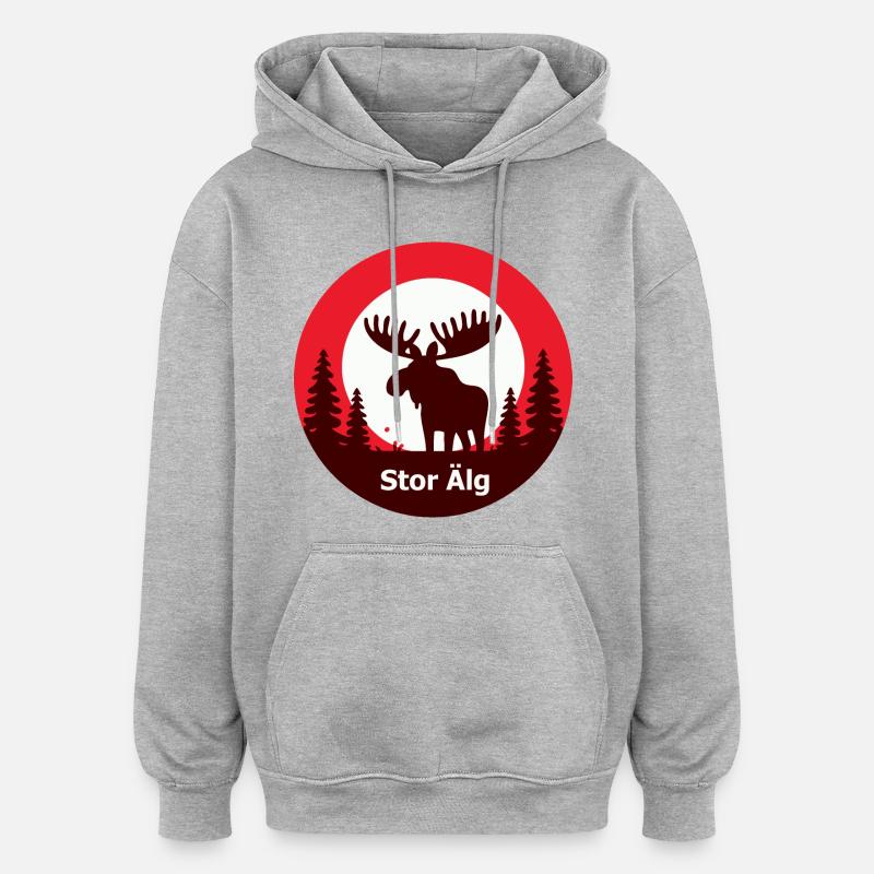 Stor älg - Sweat à capuche oversize unisexe - gris chiné