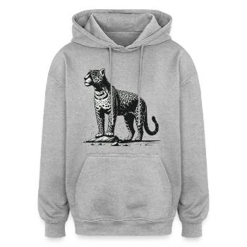 Jaguar - Sweat à capuche oversize unisexe - gris chiné - Devant - Noah (186cm)