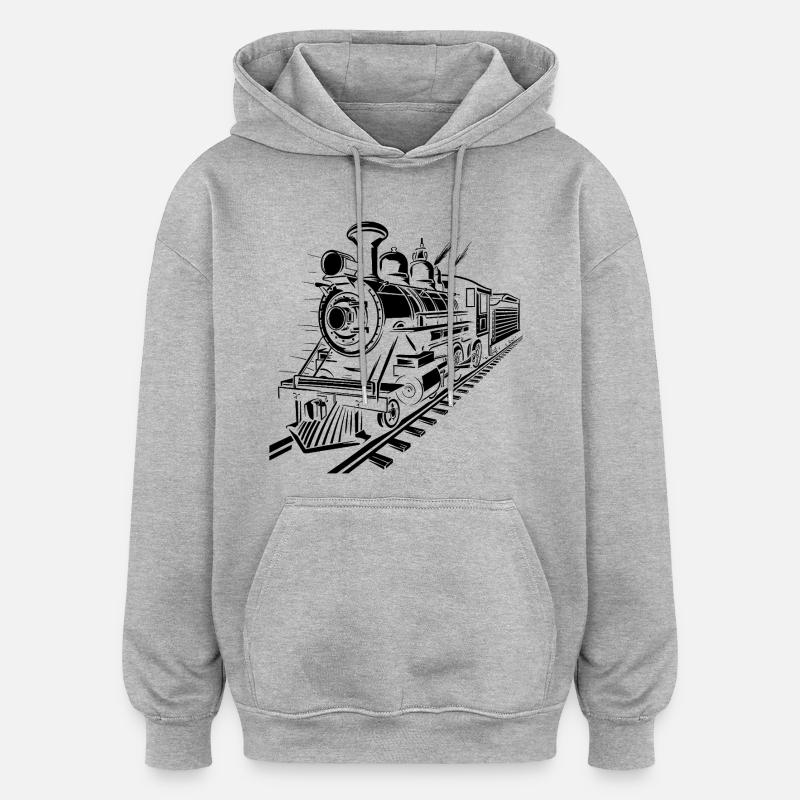 Chemin de fer - Sweat à capuche oversize unisexe - gris chiné