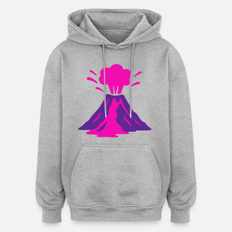 Vulkanausbruch in pink - Oversized Unisex Hoodie - Grau meliert
