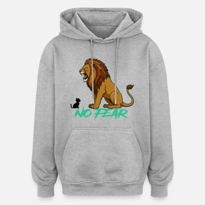 Pas de peur - Sweat à capuche oversize unisexe - gris chiné