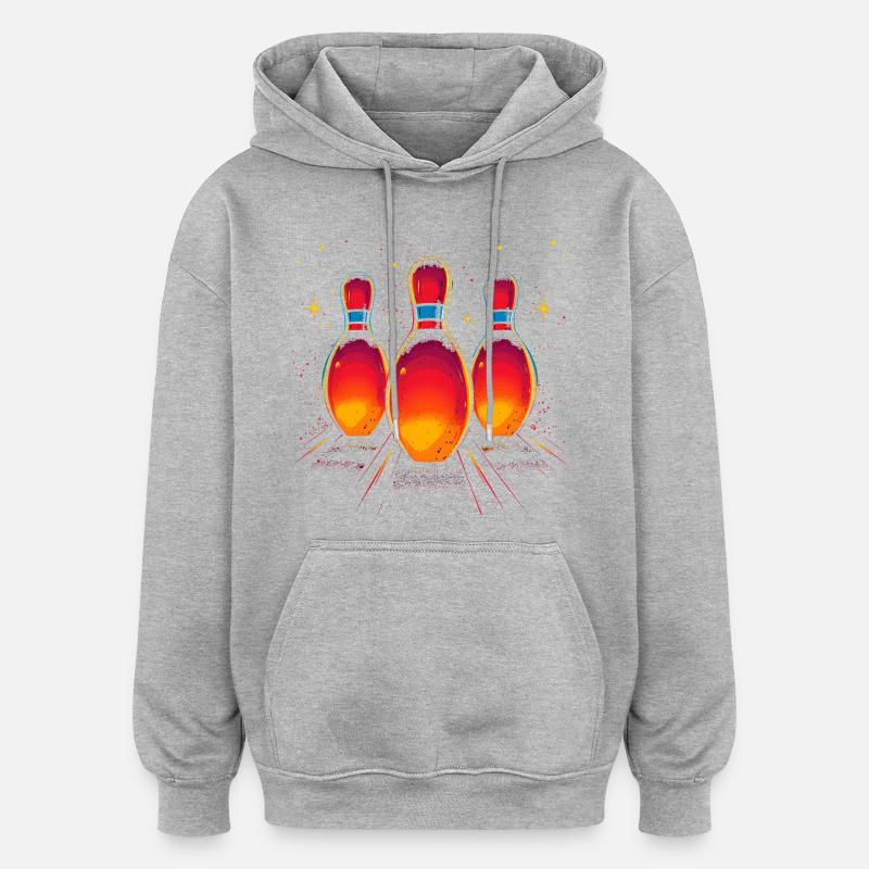 Bowling Vaporwave - Sweat à capuche oversize unisexe - gris chiné