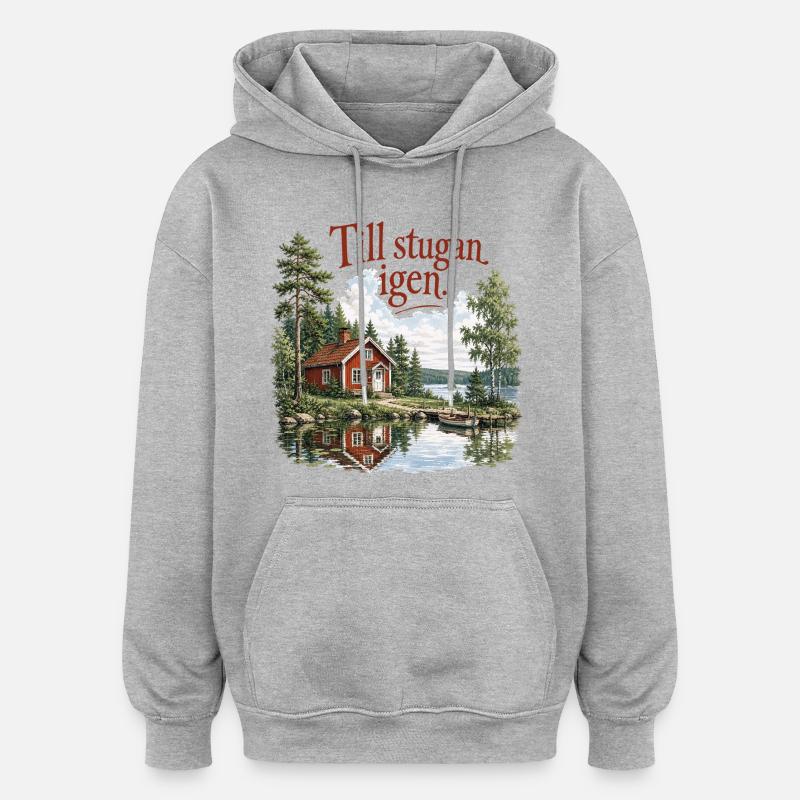 De Retour au Chalet Nostalgie Suédoise - Sweat à capuche oversize unisexe - gris chiné