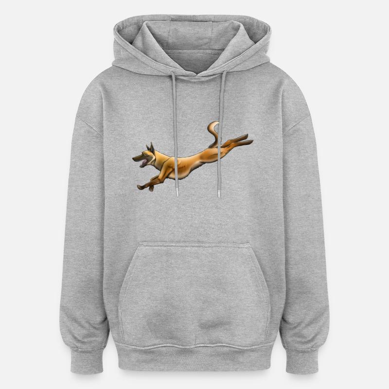 Berger Belge Malinois - Sweat à capuche oversize unisexe - gris chiné