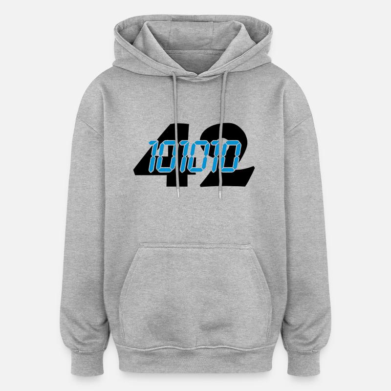 101010 (2c) - Sweat à capuche oversize unisexe - gris chiné