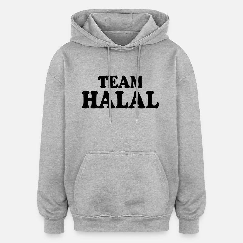 Team halal - Sweat à capuche oversize unisexe - gris chiné