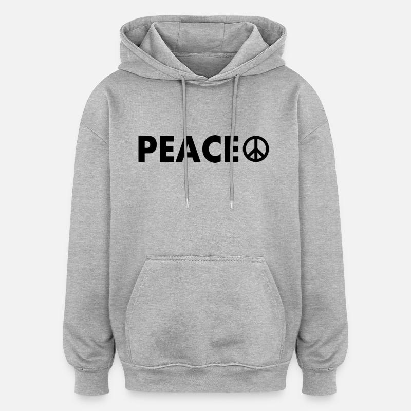 Peace - Sweat à capuche oversize unisexe - gris chiné
