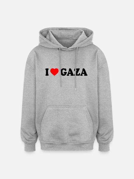 I love gaza - Oversized Unisex Hoodie - heather grey