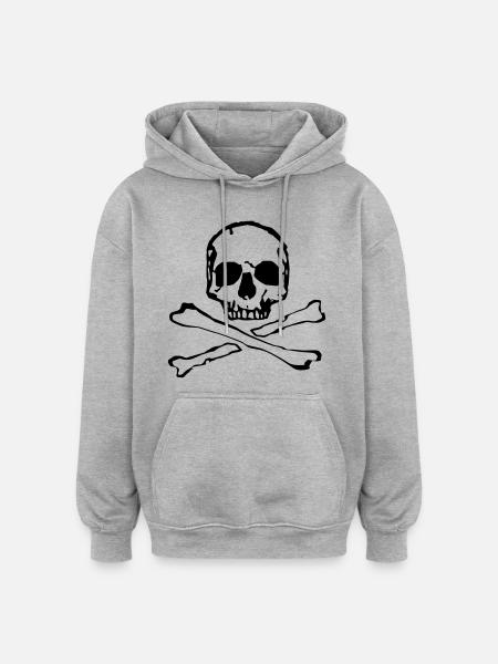 Skull Skull Bones Tattoo Style - Oversized Unisex Hoodie - heather grey