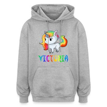 Victoria Einhorn - Sweat à capuche oversize unisexe - gris chiné - Devant - Noah (186cm)