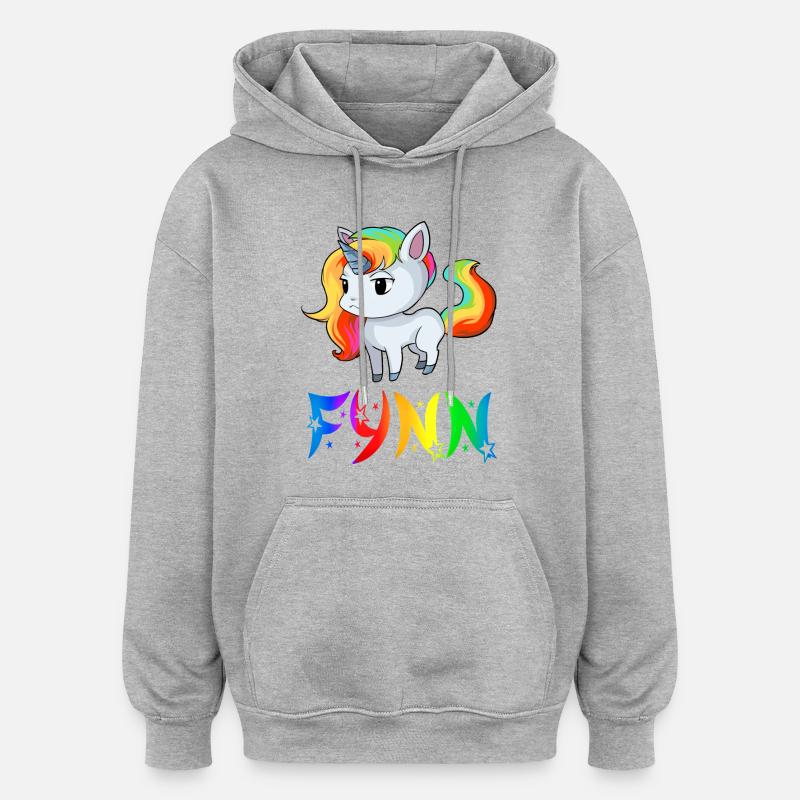 Fynn Einhorn - Sweat à capuche oversize unisexe - gris chiné