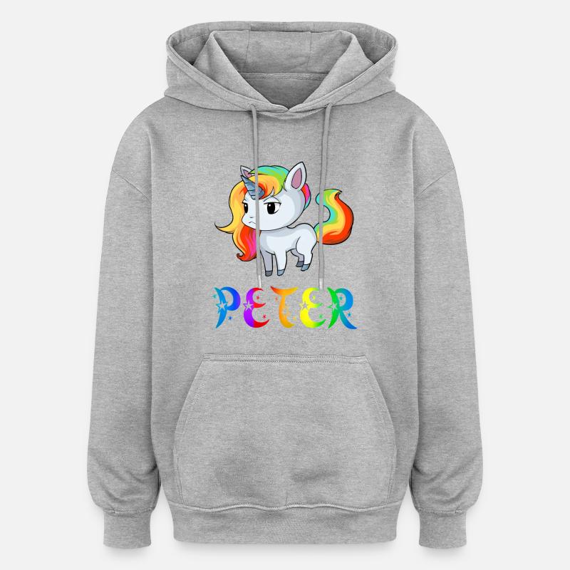 Peter Einhorn - Sweat à capuche oversize unisexe - gris chiné