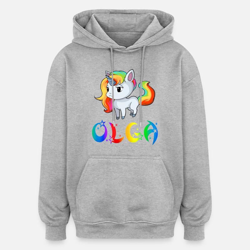 Unicorn Olga - Sweat à capuche oversize unisexe - gris chiné