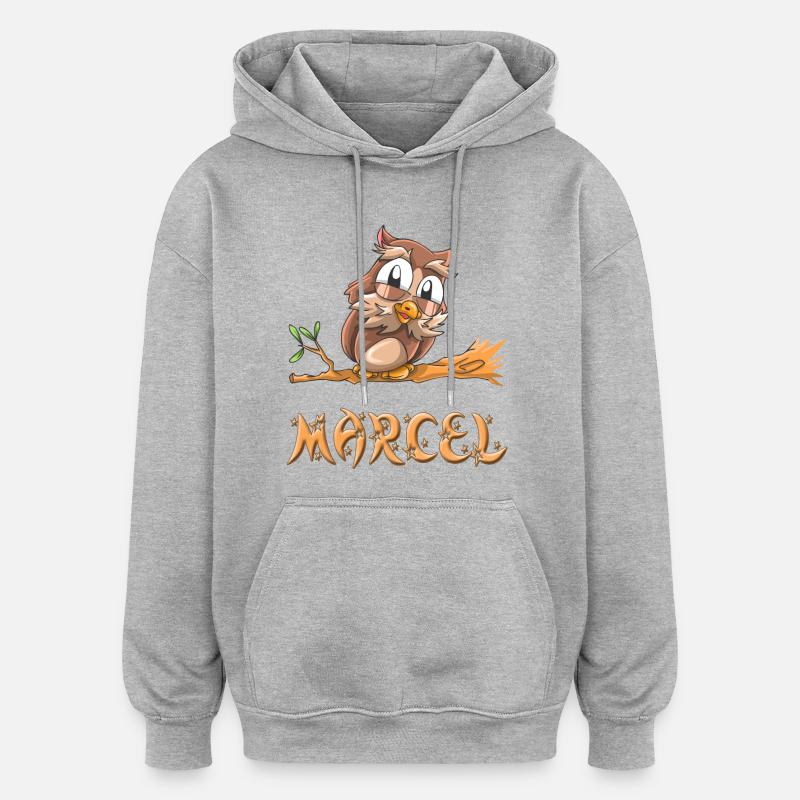 Hile Marcel - Sweat à capuche oversize unisexe - gris chiné