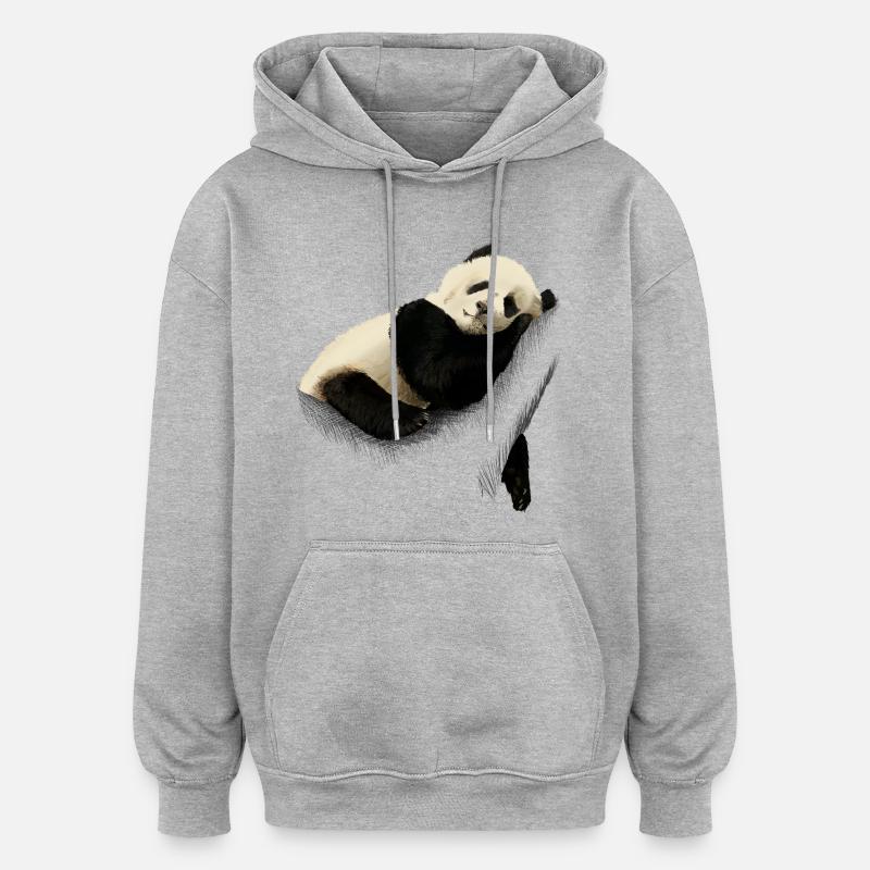 Panda - Sweat à capuche oversize unisexe - gris chiné